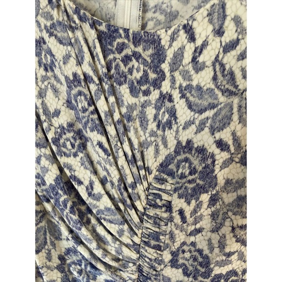 Luisa Beccaria Dress Size 42 periwinkle blue white knit shirred front Italy - Picture 5 of 14